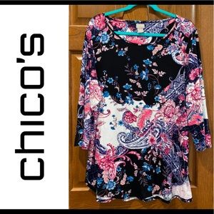 EUC Chico’s Zenergy Size 4 Floral Top